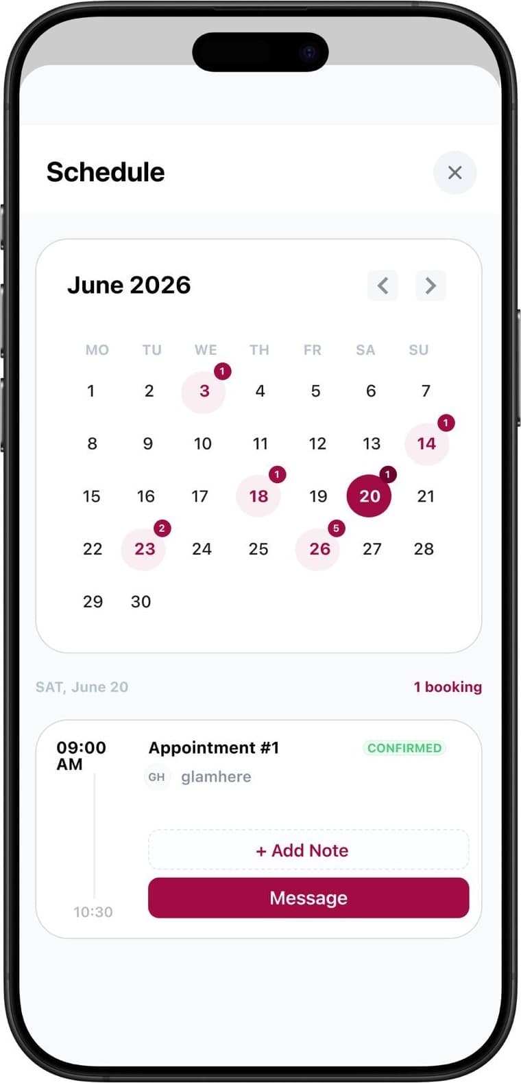 Booking + calendar